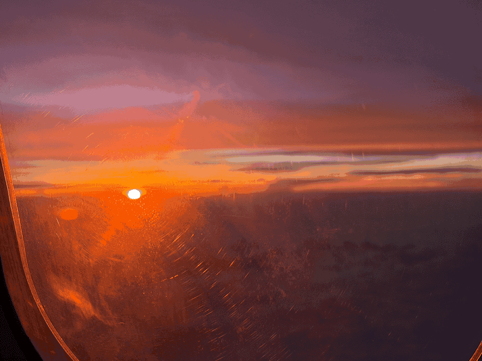 機内からの夕日