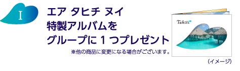 エア タヒチ ヌイ特製アルバムをグループに1つプレゼント